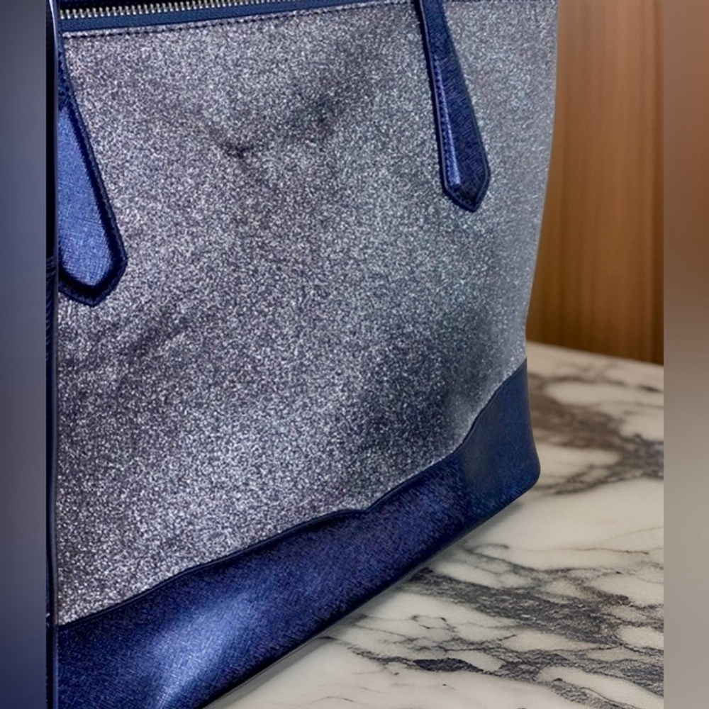 Kate Spade Lola Joely Glitter Tote Large Dusk Navy Shimmery Carryall - Picture 6 of 13